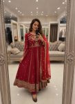 RICH LOOK GEORGETTE SEQUENCE AND ZARI WORK WITH FANCY LACE WORK GOWN BOTTOM WITH DUPATTA FESTIVE WEAR WHOLESALE PRICE ETHNIC GARMENT (3)