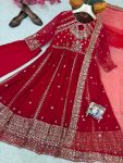 RICH LOOK GEORGETTE SEQUENCE AND ZARI WORK WITH FANCY LACE WORK GOWN BOTTOM WITH DUPATTA FESTIVE WEAR WHOLESALE PRICE ETHNIC GARMENT (3)