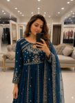 RICH LOOK GEORGETTE SEQUENCE AND ZARI WORK WITH FANCY LACE WORK GOWN BOTTOM WITH DUPATTA FESTIVE WEAR WHOLESALE PRICE ETHNIC GARMENT (11)