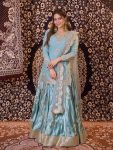 RICH LOOK JAPAN SATIN THRED WITH 5 MM SEQUNCE WORK TOP LEHENGA WITH DUPATTA SKY