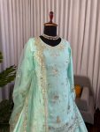 RICH LOOK JAPAN SATIN THRED WITH 5 MM SEQUNCE WORK TOP LEHENGA WITH DUPATTA WEDDING WEAR WHOLESALE PRICE ETHNIC GARMENT (12)