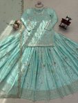 RICH LOOK JAPAN SATIN THRED WITH 5 MM SEQUNCE WORK TOP LEHENGA WITH DUPATTA WEDDING WEAR WHOLESALE PRICE ETHNIC GARMENT (12)