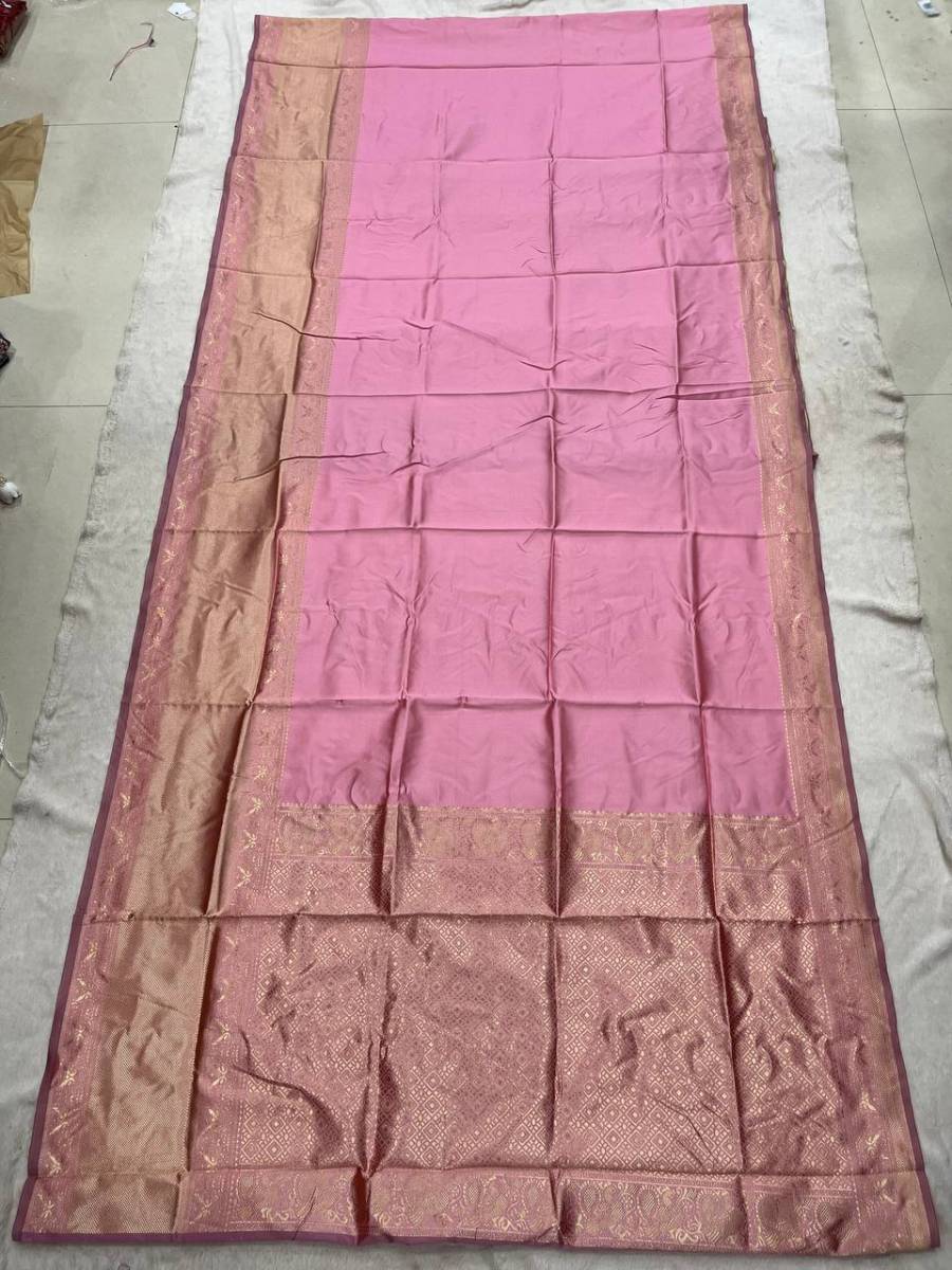 RICH LOOK LICHI SILK WEAVING WORK SAREE WITH UNSTITCHED BLOUSE FESTIVE WEAR WHOLESALE PRICE ETHNIC GARMENT (1)