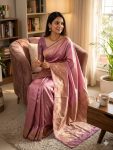RICH LOOK LICHI SILK WEAVING WORK SAREE WITH UNSTITCHED BLOUSE FESTIVE WEAR WHOLESALE PRICE ETHNIC GARMENT (2)