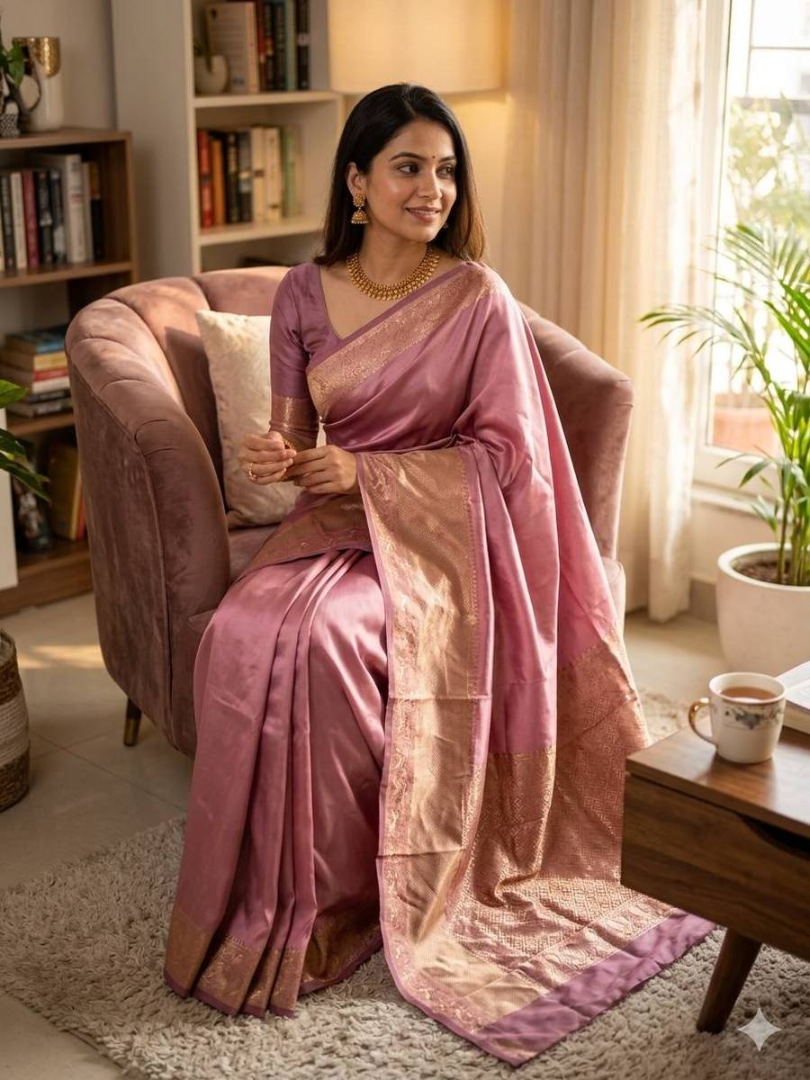 RICH LOOK LICHI SILK WEAVING WORK SAREE WITH UNSTITCHED BLOUSE FESTIVE WEAR WHOLESALE PRICE ETHNIC GARMENT (4)