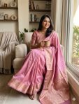 RICH LOOK LICHI SILK WEAVING WORK SAREE WITH UNSTITCHED BLOUSE FESTIVE WEAR WHOLESALE PRICE ETHNIC GARMENT (2)