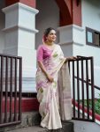 RICH LOOK LINEN TISSUE SILK PRINT WORK SAREE WITH UNSTITCHED BLOUSE PARTY WEAR WHOLESALE PRICE ETHNIC GARMENT (15)