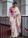 RICH LOOK LINEN TISSUE SILK PRINT WORK SAREE WITH UNSTITCHED BLOUSE PARTY WEAR WHOLESALE PRICE ETHNIC GARMENT (15)