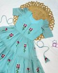RICH LOOK MUL COTTON EMBROIDERY WORK ONE PIECE MAXI DRESS PARTY WEAR WHOLESALE PRICE ETHNIC GARMENT (11)