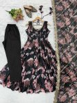 RICH LOOK MUSLIN FLORAL PRINT WORK GOWN BOTTOM WITH DUPATTA SEASONABLE WEAR WHOLESALE PRICE ETHNIC GARMENT (4)