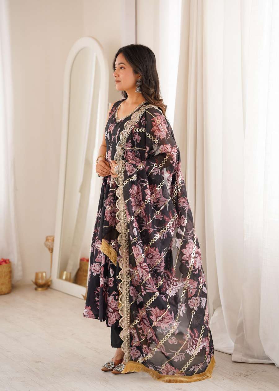 RICH LOOK MUSLIN FLORAL PRINT WORK GOWN BOTTOM WITH DUPATTA SEASONABLE WEAR WHOLESALE PRICE ETHNIC GARMENT (6)