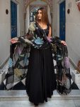RICH LOOK NATURAL CREPE PLAIN GOWN BOTTOM WITH BRUSH PRINT WITH THREAD WITH SEQUENCE WORK DUPATTA BLACK