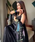 RICH LOOK NATURAL CREPE PLAIN GOWN BOTTOM WITH BRUSH PRINT WITH THREAD WITH SEQUENCE WORK DUPATTA FESTIVE WEAR WHOLESALE PRICE ETHNIC GARMENT (11)