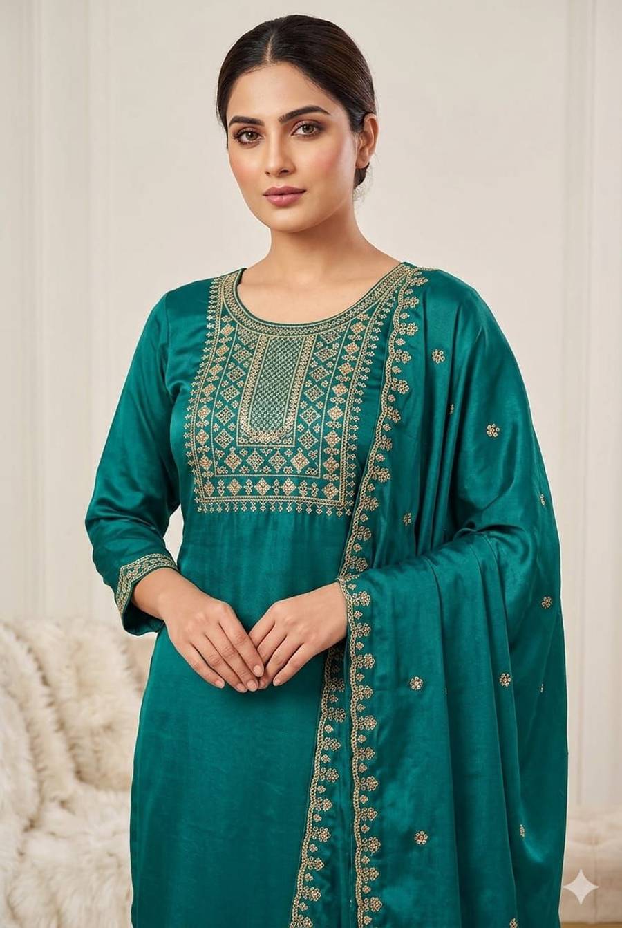 RICH LOOK RAYON EMBROIDERY WORK TOP BOTTOM WITH DUPATTA FESTIVE WEAR WHOLESALE PRICE ETHNIC GARMENT (10)