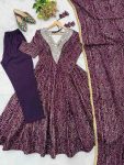RICH LOOK RAYON MIRROR EMBROIDERY WORK GOWN BOTTOM WITH DUPATTA FESTIVE WEAR WHOLESALE PRICE ETHNIC GARMENT (16)