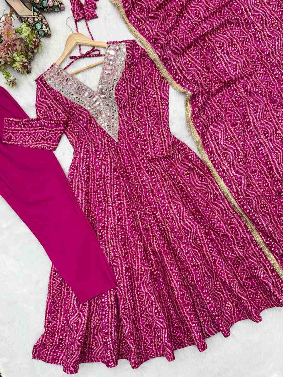 RICH LOOK RAYON MIRROR EMBROIDERY WORK GOWN BOTTOM WITH DUPATTA FESTIVE WEAR WHOLESALE PRICE ETHNIC GARMENT (19)