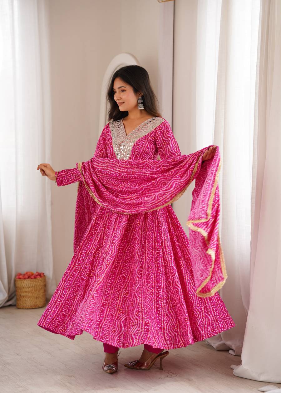 RICH LOOK RAYON MIRROR EMBROIDERY WORK GOWN BOTTOM WITH DUPATTA FESTIVE WEAR WHOLESALE PRICE ETHNIC GARMENT (2)