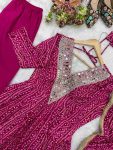 RICH LOOK RAYON MIRROR EMBROIDERY WORK GOWN BOTTOM WITH DUPATTA FESTIVE WEAR WHOLESALE PRICE ETHNIC GARMENT (3)