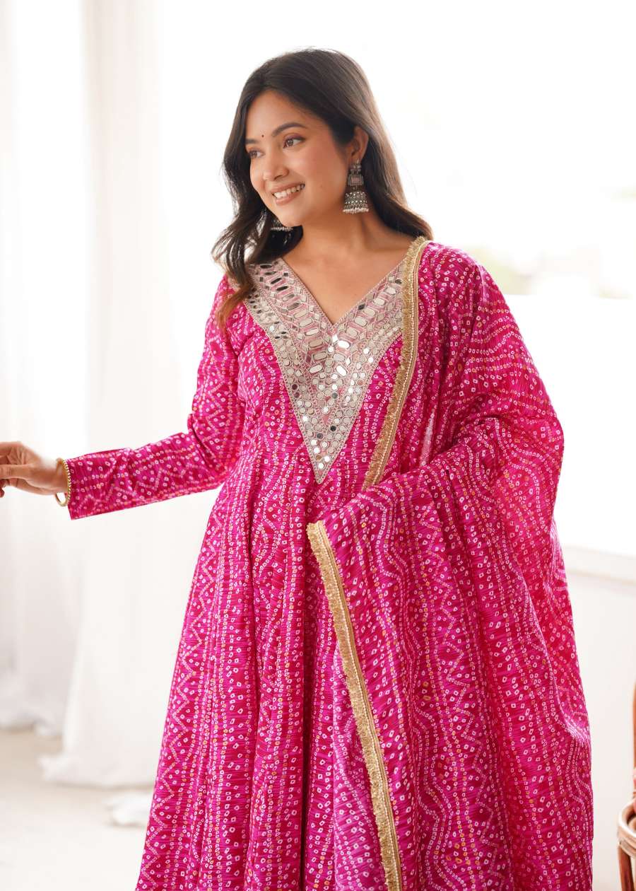 RICH LOOK RAYON MIRROR EMBROIDERY WORK GOWN BOTTOM WITH DUPATTA FESTIVE WEAR WHOLESALE PRICE ETHNIC GARMENT (5)