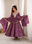 RICH LOOK RAYON MIRROR EMBROIDERY WORK GOWN BOTTOM WITH DUPATTA FESTIVE WEAR WHOLESALE PRICE ETHNIC GARMENT (16)