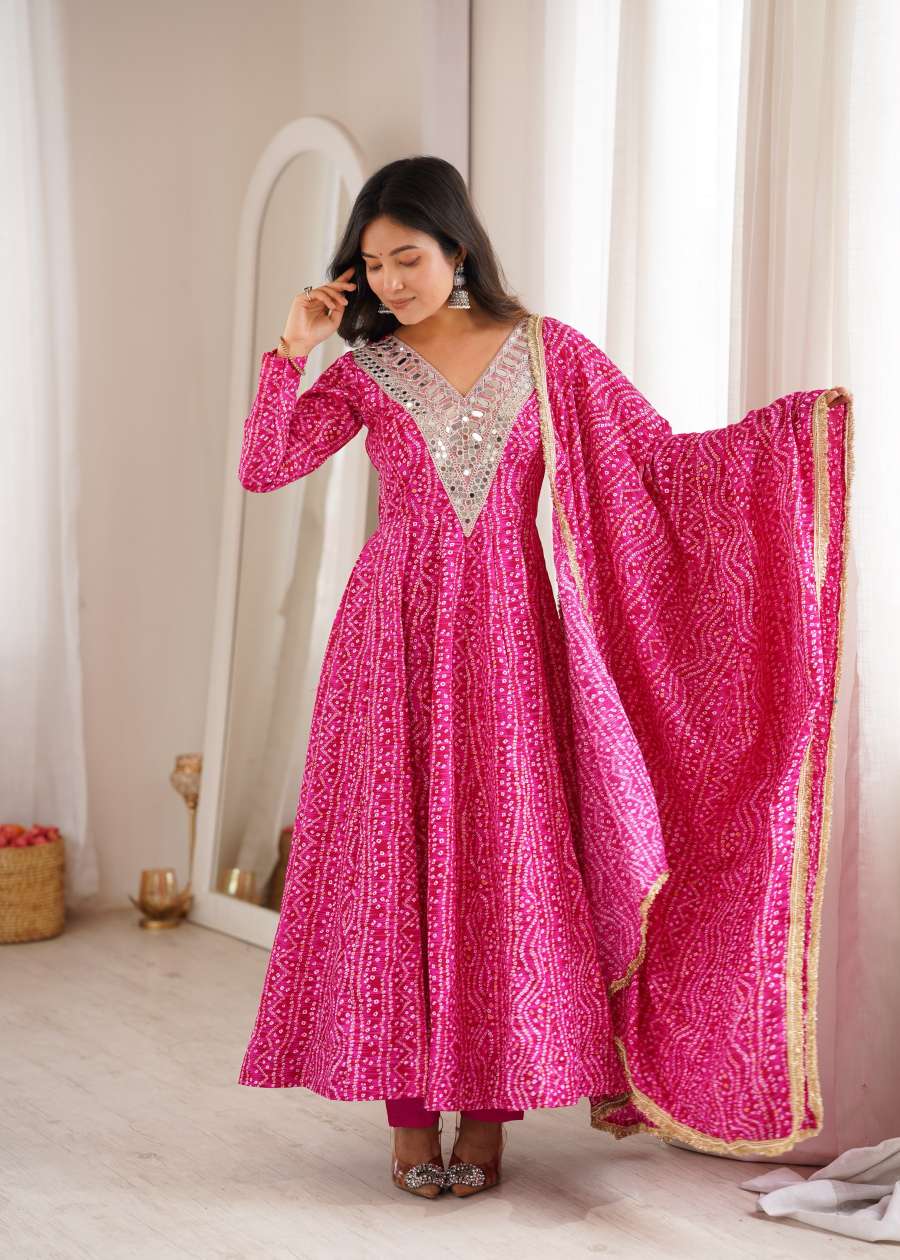 RICH LOOK RAYON MIRROR EMBROIDERY WORK GOWN BOTTOM WITH DUPATTA FESTIVE WEAR WHOLESALE PRICE ETHNIC GARMENT (6)