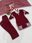 RICH LOOK ROMAN COTTON EMBROIDERY WORK TOP PATIYALA WITH DUPATTA FESTIVE WEAR WHOLESALE PRICE ETHNIC GARMENT (5)