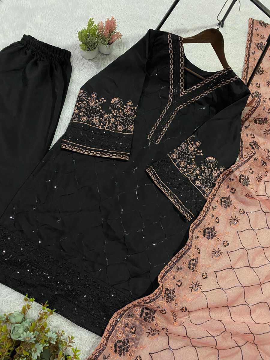 RICH LOOK ROMAN SEQUENCE EMBROIDERY WORK TOP PALAZZO WITH DUPATTA FESTIVE WEAR WHOLESALE PRICE ETHNIC GARMENT (27)