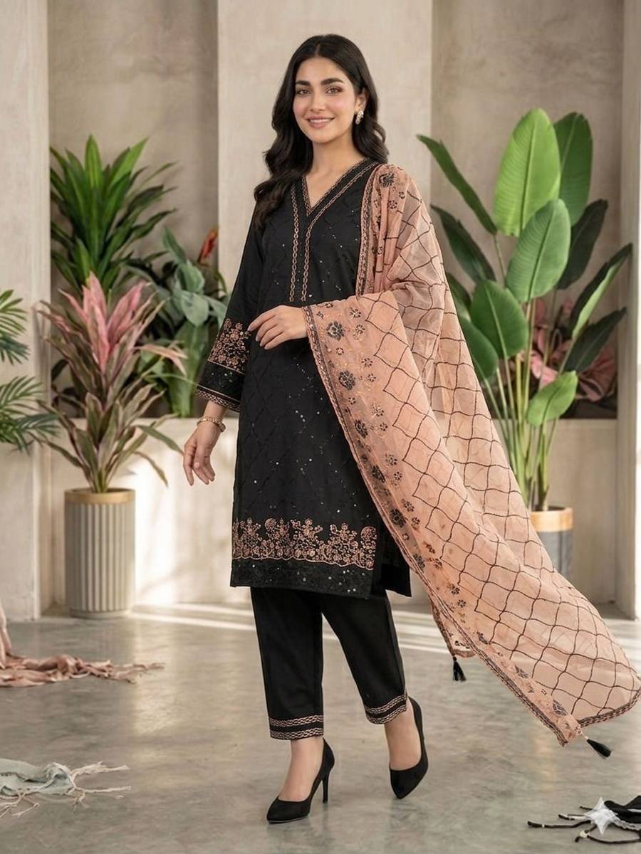 RICH LOOK ROMAN SEQUENCE EMBROIDERY WORK TOP PALAZZO WITH DUPATTA FESTIVE WEAR WHOLESALE PRICE ETHNIC GARMENT (6)