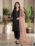 RICH LOOK ROMAN SEQUENCE EMBROIDERY WORK TOP PALAZZO WITH DUPATTA BLACK AND PEACH