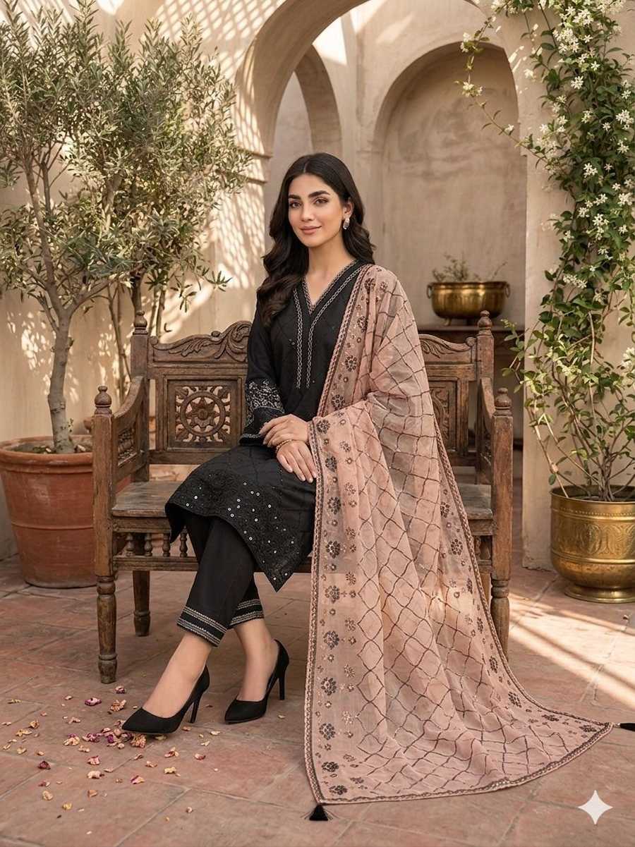 RICH LOOK ROMAN SEQUENCE EMBROIDERY WORK TOP PALAZZO WITH DUPATTA FESTIVE WEAR WHOLESALE PRICE ETHNIC GARMENT (8)