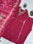 RICH LOOK ROMAN SILK EMBROIDERY HAND WORK TOP BOTTOM WITH DUPATTA FESTIVE WEAR WHOLESALE PRICE ETHNIC GARMENT (3)