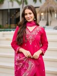 RICH LOOK ROMAN SILK EMBROIDERY HAND WORK TOP BOTTOM WITH DUPATTA FESTIVE WEAR WHOLESALE PRICE ETHNIC GARMENT (3)
