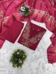 RICH LOOK ROMAN SILK EMBROIDERY HAND WORK TOP BOTTOM WITH DUPATTA FESTIVE WEAR WHOLESALE PRICE ETHNIC GARMENT (3)