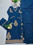 RICH LOOK ROMAN SILK EMBROIDERY SEQUENCE WORK TOP BOTTOM WITH DUPATTA FESTIVE WEAR WHOLESALE PRICE ETHNIC GARMENT (6)