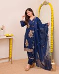 RICH LOOK ROMAN SILK EMBROIDERY SEQUENCE WORK TOP BOTTOM WITH DUPATTA FESTIVE WEAR WHOLESALE PRICE ETHNIC GARMENT (6)