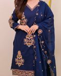 RICH LOOK ROMAN SILK EMBROIDERY SEQUENCE WORK TOP BOTTOM WITH DUPATTA FESTIVE WEAR WHOLESALE PRICE ETHNIC GARMENT (6)