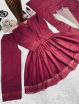 RICH LOOK ROMAN SILK EMBROIDERY WORK GOWN BOTTOM WITH DUPATTA PARTY WEAR WHOLESALE PRICE ETHNIC GARMENT (5)