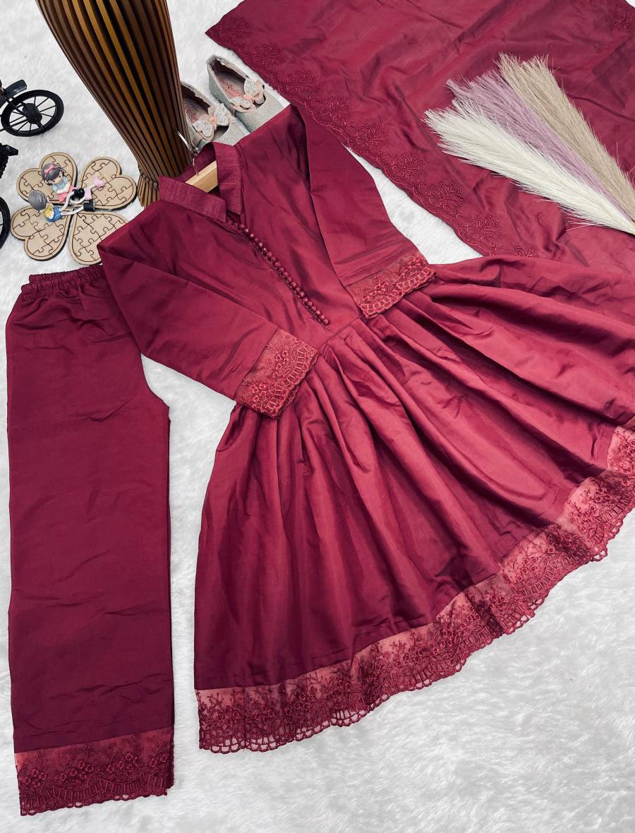 RICH LOOK ROMAN SILK EMBROIDERY WORK GOWN BOTTOM WITH DUPATTA PARTY WEAR WHOLESALE PRICE ETHNIC GARMENT (12)