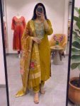 RICH LOOK ROMAN SILK EMBROIDERY WORK TOP BOTTOM WITH DUPATTA YELLOW