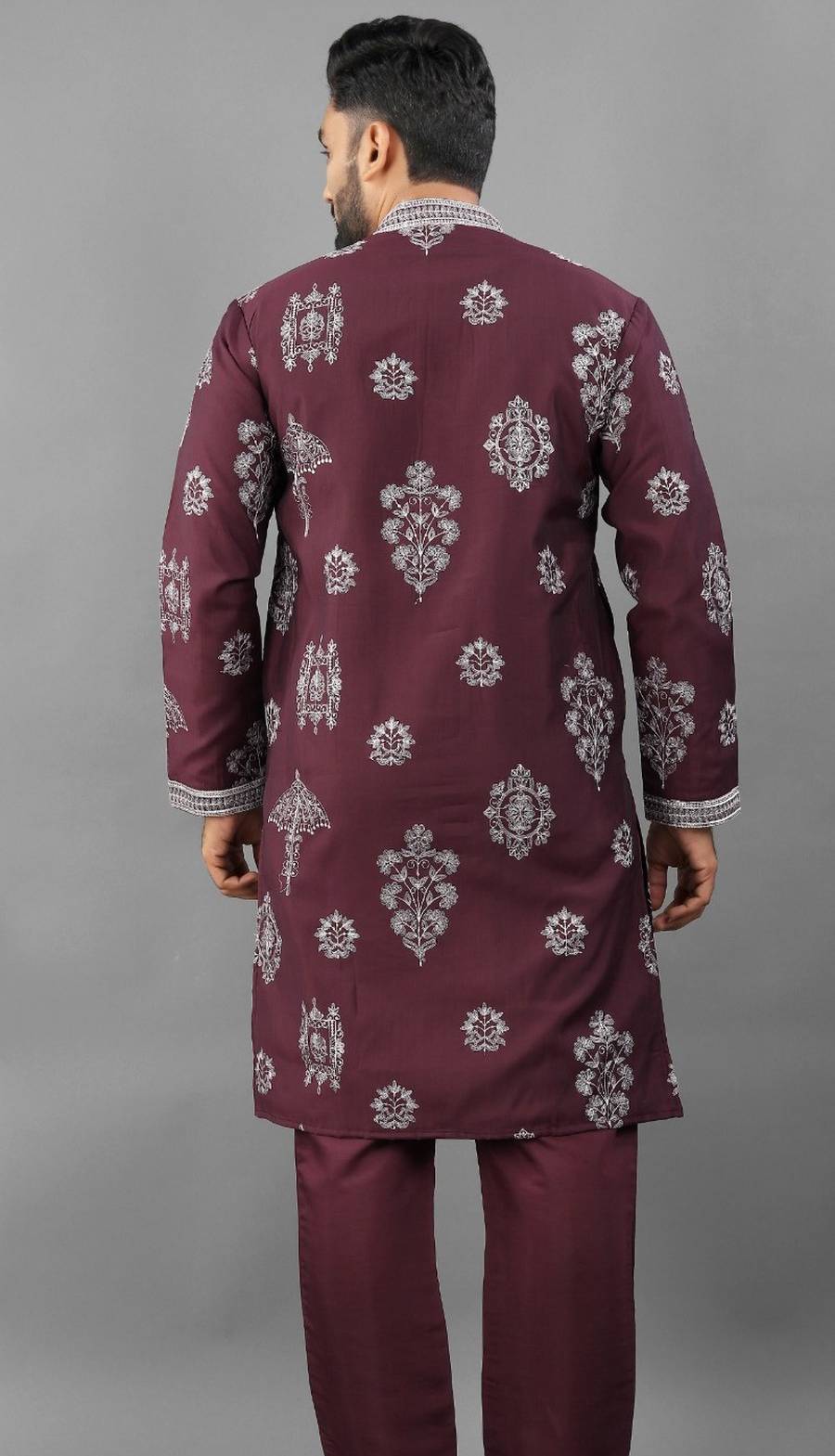 RICH LOOK RUSSIAN SILK EMBROIDERY WORK MEN'S KURTA PAYJAMA FESTIVE WEAR WHOLESALE PRICE ETHNIC GARMENT (13)