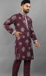 RICH LOOK RUSSIAN SILK EMBROIDERY WORK MEN’S KURTA PAYJAMA FESTIVE WEAR WHOLESALE PRICE ETHNIC GARMENT (10)