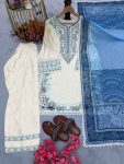 RICH LOOK SATIN RAYON EMBROIDERY WORK WITH FANCY GPU LACE BORDER WORK TOP PATIYALA WITH DUPATTA FESTIVE WEAR WHOLESALE PRICE ETHNIC GARMENT (4)