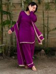 RICH LOOK SATIN SILK HAND MADE REAL MIRROR PEARL  MOTI LACE WORK TOP PATIYALA WITH DUPATTA WINE