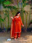 RICH LOOK SATIN SILK HAND MADE REAL MIRROR PEARL MOTI LACE WORK TOP PATIYALA WITH DUPATTA FESTIVE WEAR WHOLESALE PRICE ETHNIC GARMENT (31)