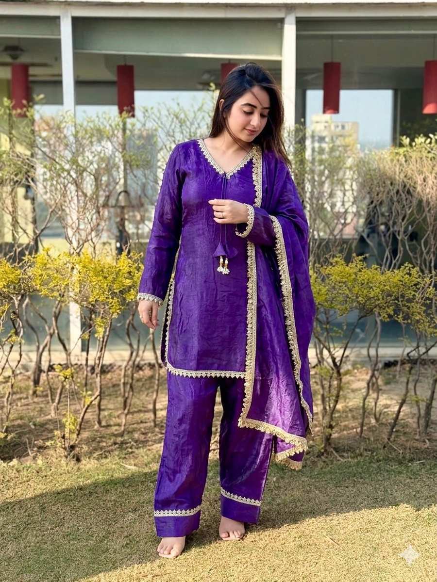 RICH LOOK SATIN SILK HAND MADE REAL MIRROR PEARL MOTI LACE WORK TOP PATIYALA WITH DUPATTA FESTIVE WEAR WHOLESALE PRICE ETHNIC GARMENT (38)