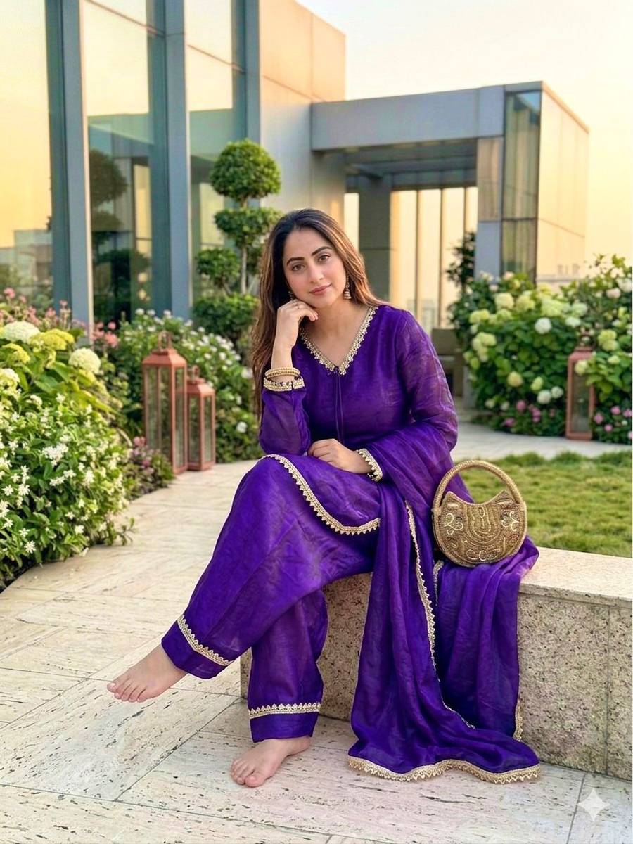 RICH LOOK SATIN SILK HAND MADE REAL MIRROR PEARL MOTI LACE WORK TOP PATIYALA WITH DUPATTA FESTIVE WEAR WHOLESALE PRICE ETHNIC GARMENT (41)