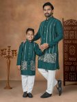 RICH LOOK SILK EMBROIDERY WORK FATHER SON ONLY KURTA SET FESTIVE WEAR WHOLESALE PRICE ETHNIC GARMENT (2)