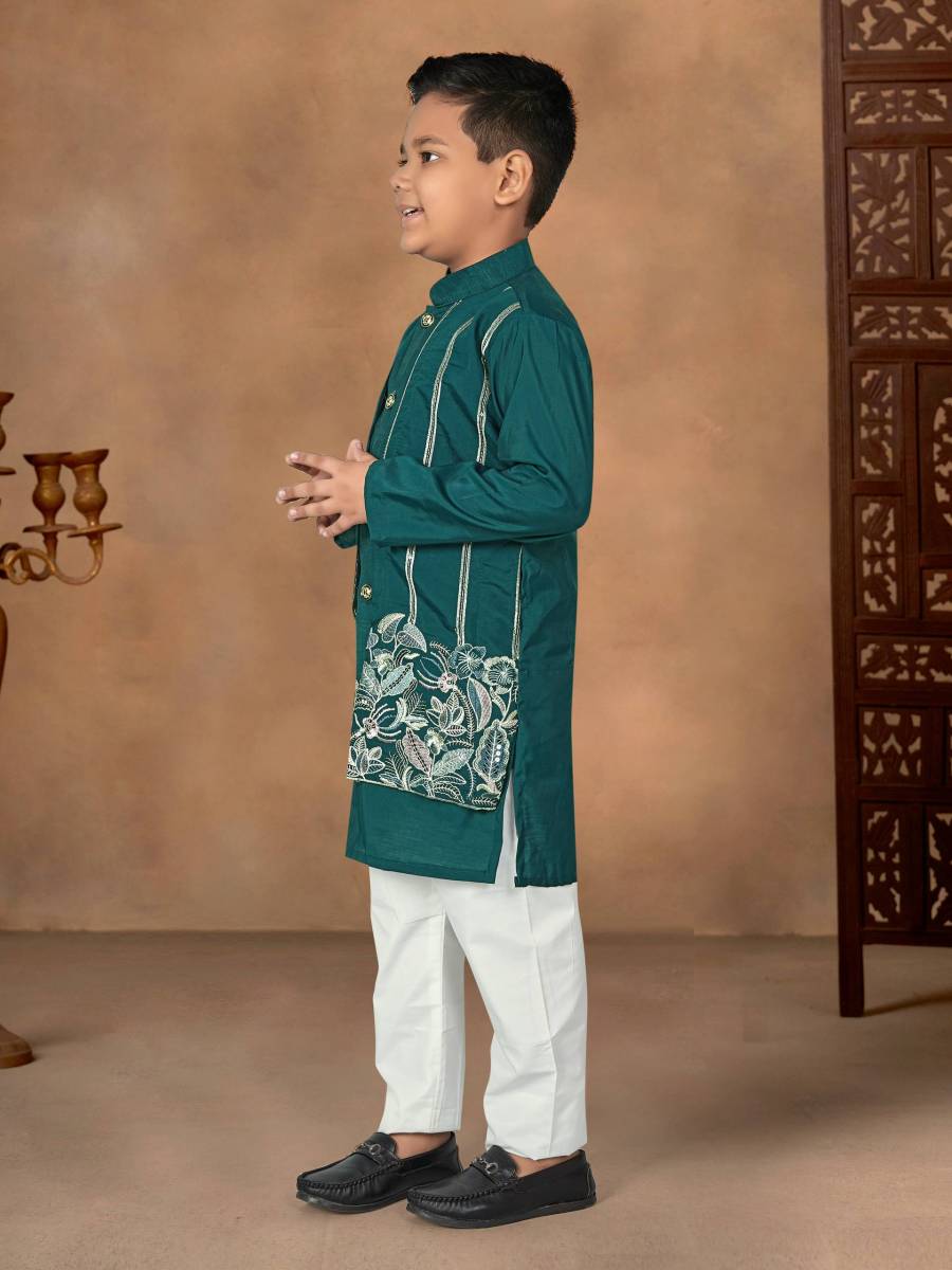 RICH LOOK SILK EMBROIDERY WORK KID'S ONLY KURTA FESTIVE WEAR WHOLESALE PRICE ETHNIC GARMENT (32)
