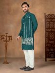 RICH LOOK SILK EMBROIDERY WORK MEN,S ONLY KURTA FESTIVE WEAR WHOLESALE PRICE ETHNIC GARMENT (19)