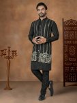 RICH LOOK SILK EMBROIDERY WORK MEN,S ONLY KURTA BLACK